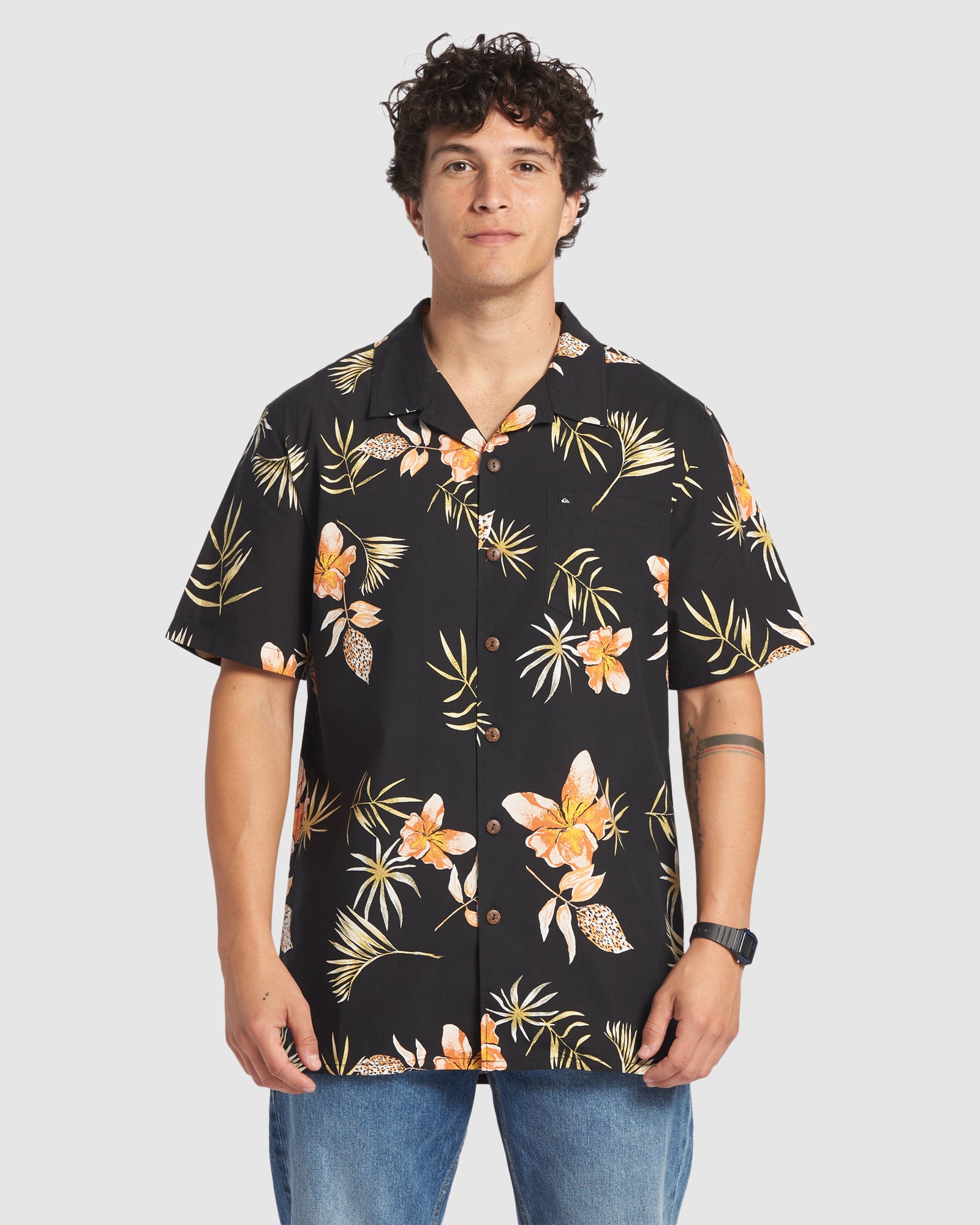 QUIKSILVER Mens Tropical Floral Short Sleeve Shirt