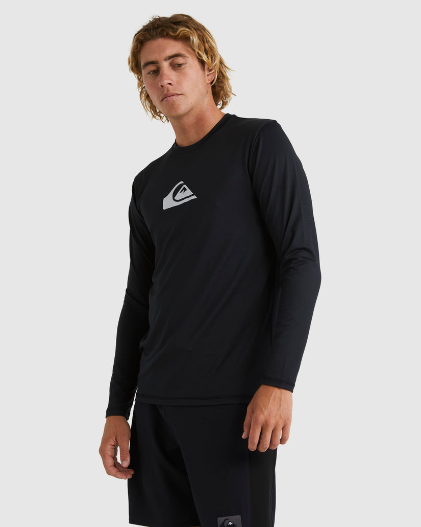 Mens Solid Streak Long Sleeve Upf 50 Surf T-Shirt