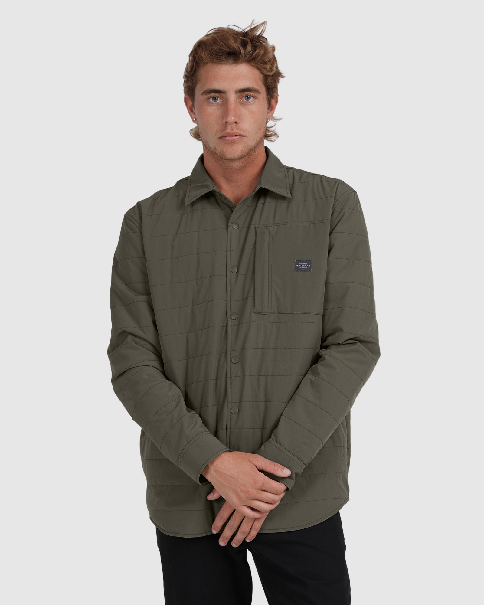 QUIKSILVER Mens Waterman Artic Bait Long Sleeve Quilted Overshirt