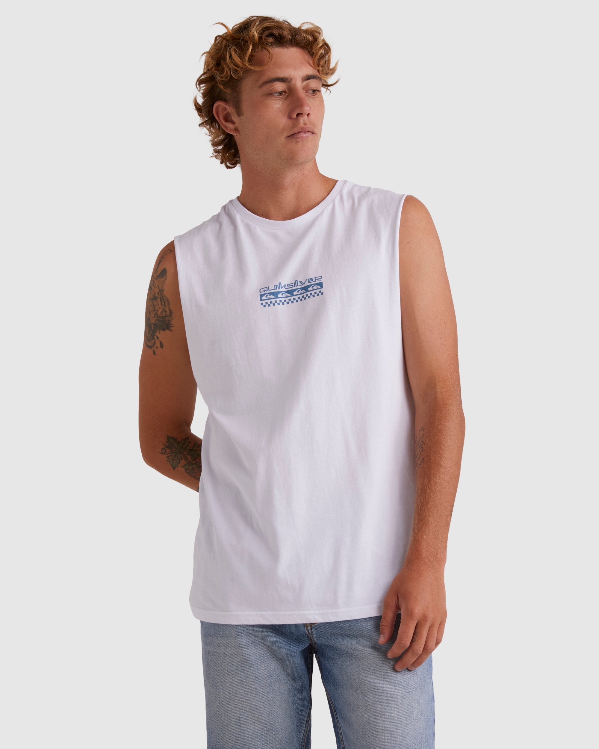 QUIKSILVER Mens Omni Check Turn Sleeveless Muscle T-Shirt