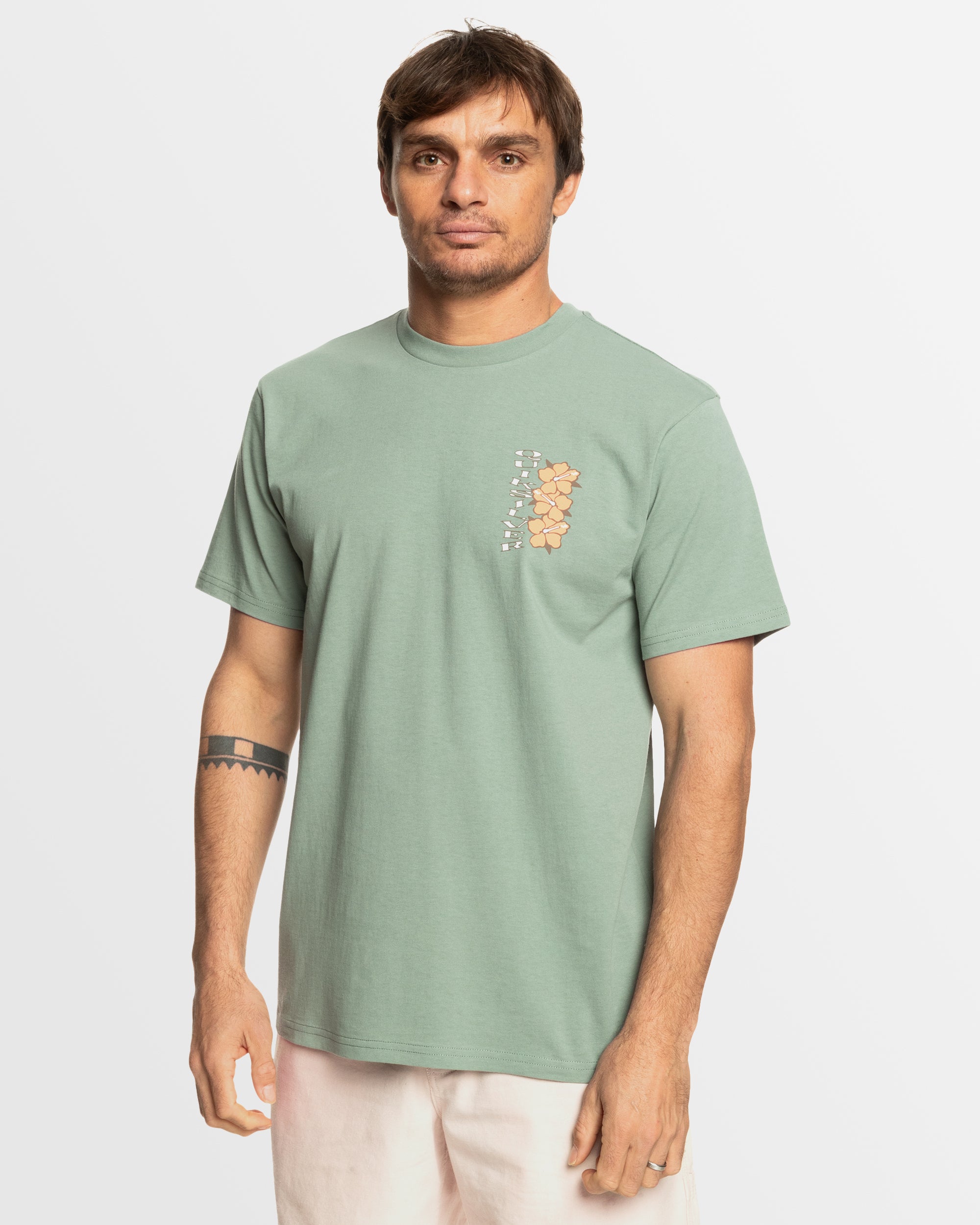 QUIKSILVER Mens Hibiscus Stack T-Shirt